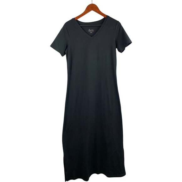 D&Co. Essentials Black V-Neck Short Sleeve Maxi Dress XXSP - Picture 1 of 4